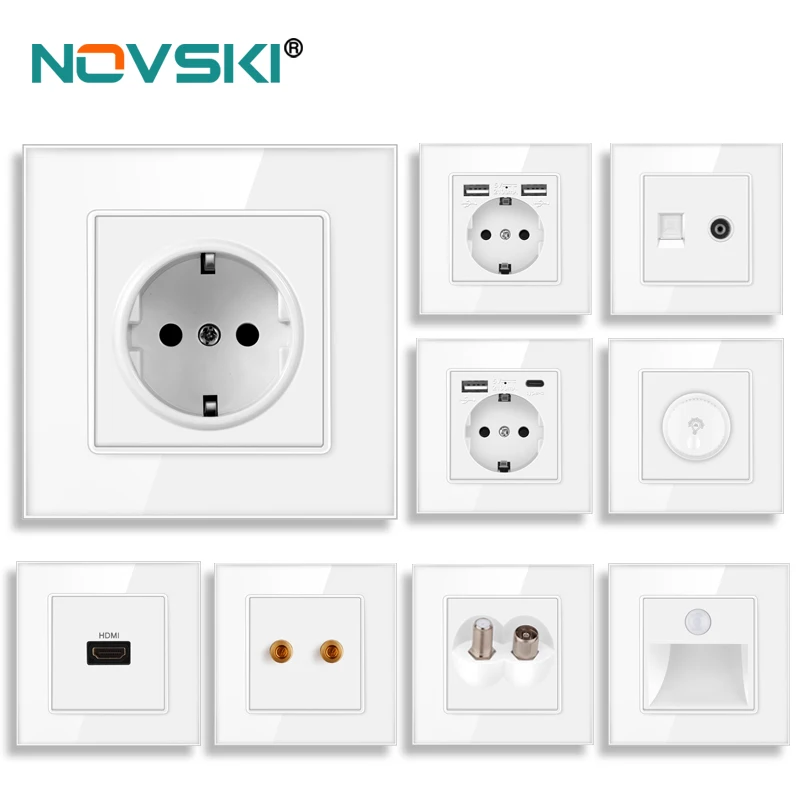novski 86 type standard USB plug, 16a power socket, German power panel, four USB interfaces, dual frame 4 USB wall socket