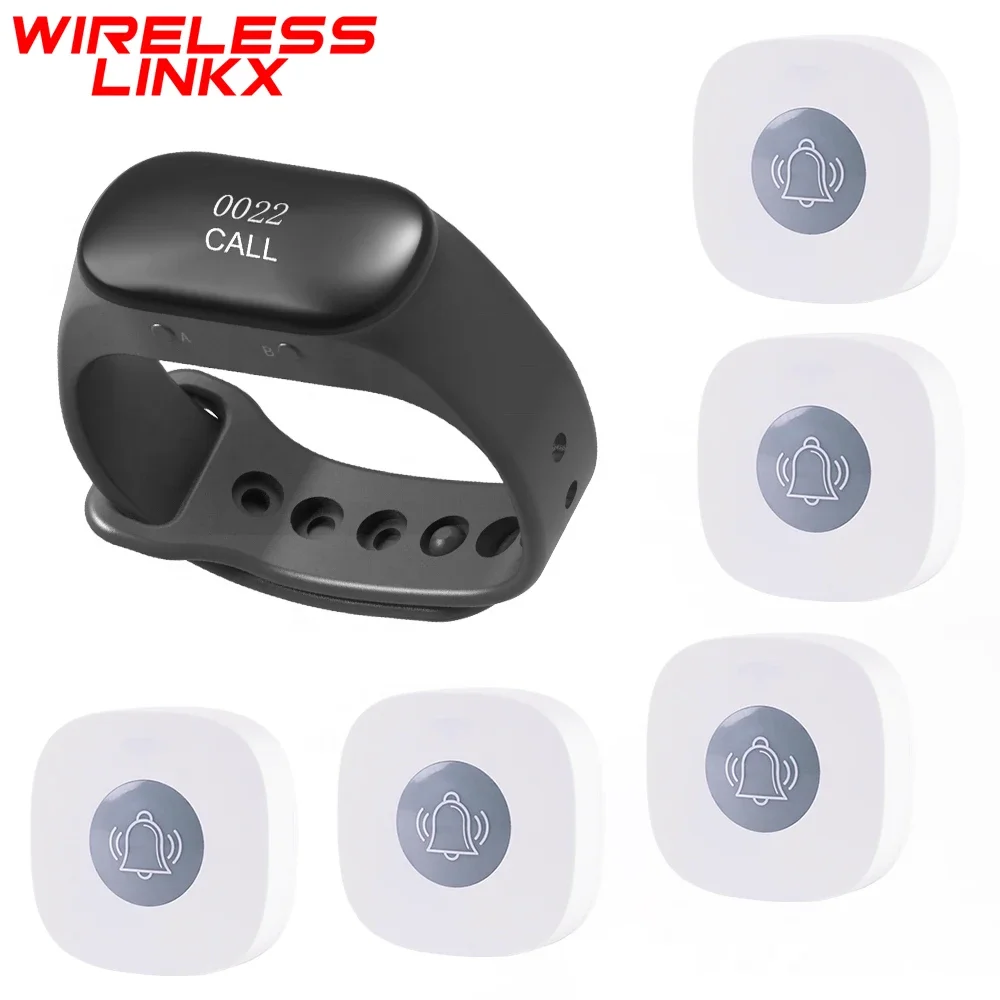 Restaurant Waiter Wristband Receiver Waterproof Watch Pager Wireless Calling System Bracelet Wrist watch For Bar Hotel Cafe