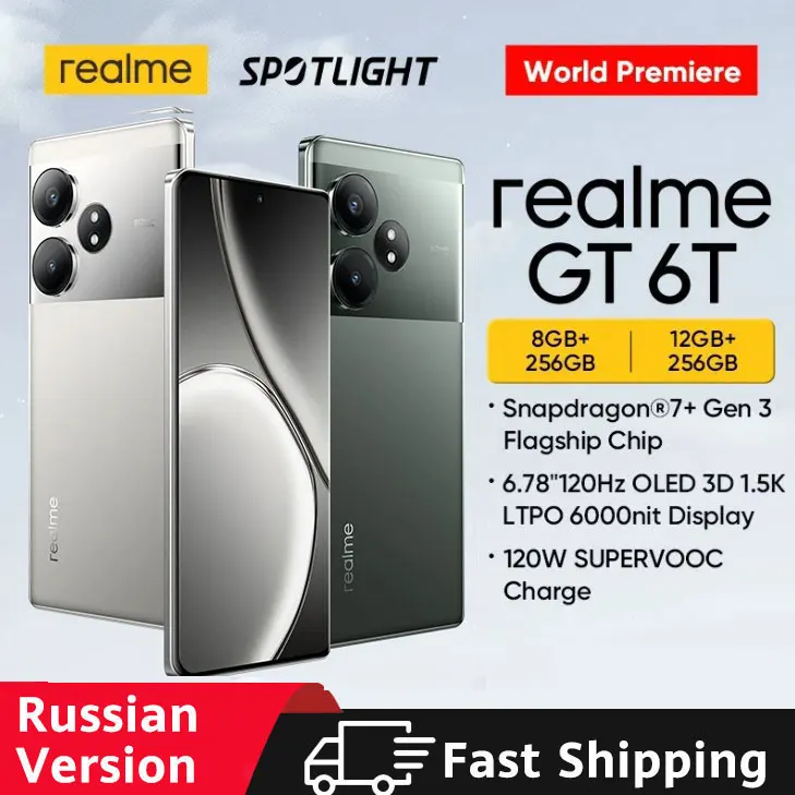 [World Premiere] realme GT 6T Smartphone Sony 50MP Main Camera 6000nit Hyper Display 120W SUPERVOOC Charge 5500mAh Phone