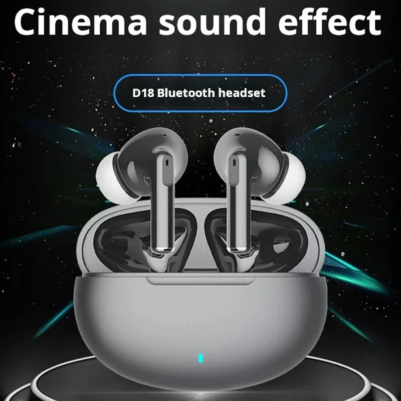 TWS D18 ENC Noise Reduction Al Display Bluetooth Earphones Stereo Headphone Sports Headset Wreless Receiver with Microphone