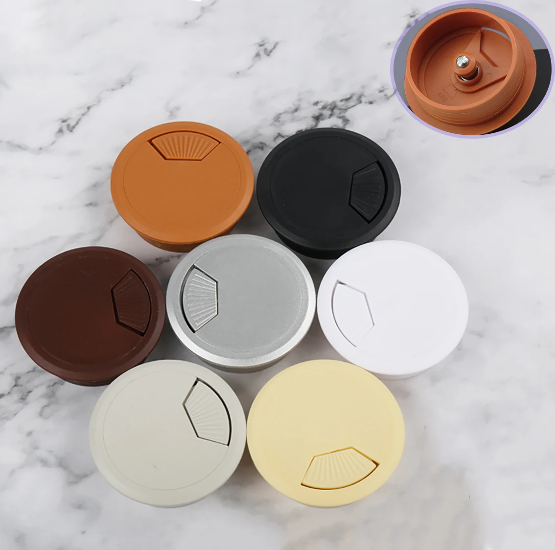Desk Table ABS Plastic Cable Hole Cover 50mm/53mm PC Computer Desk Round Wire Tidy Grommet Hardware Accessories