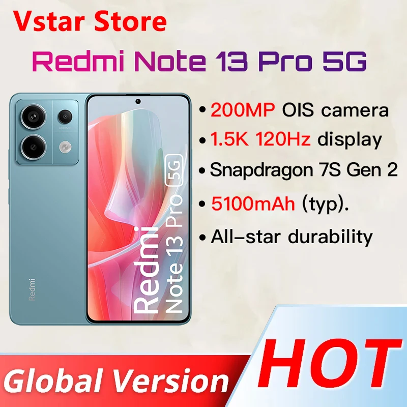 Global Version Xiaomi Redmi Note 13 Pro 5G Snapdragon 7s Gen 2 NFC 200MP Camera 6.67" 1.5K 120Hz AMOLED 5100mAh Battery
