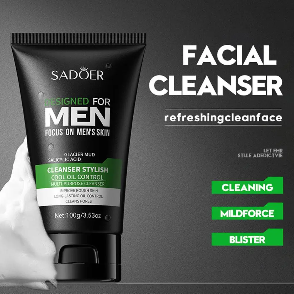 100g Moisturizing Facial Cleanser For Men Oil Control Deep Cleaning Face Wash Blackhead Removal Skin Care Prodcuts P5P7