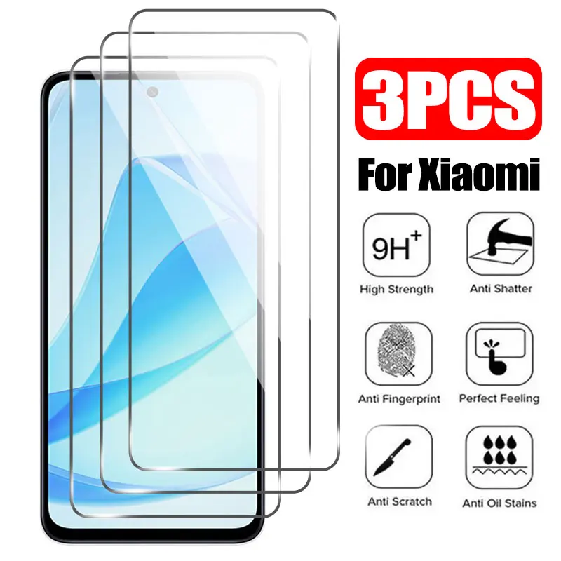 3PCS Tempered Glass for Xiaomi Redmi 8 8A 9A 9 9C 9T 10 4G 10C 10X Redmi 12 12c 13C 5G 13R Full Cover Screen Protector Film