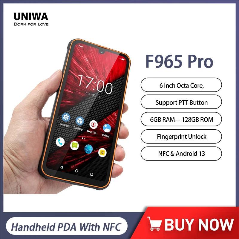 UNIWA F965 Pro Rugged Smartphone Android13 6 Inch 6GB+128GB Fingerprint PTT Walkie Talkie Handheld PDA Mobile Phone With NFC