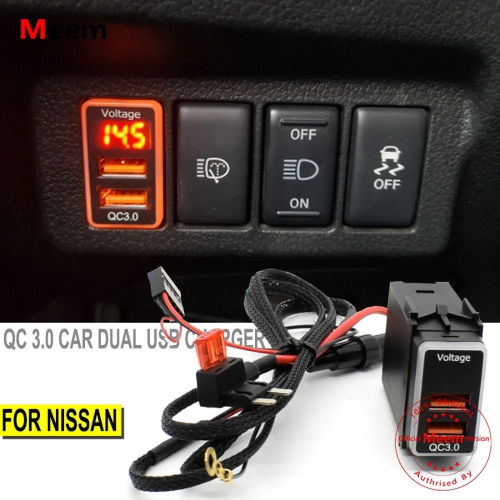 Orange Light Car Charger Dual Interface Socket QC3.0 with Voltage Display for Toyota Land Cruiser Hilux Prado 120 FJ CRUISE