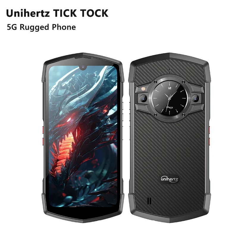 Unihertz Tick Tock 5G Rugged Smartphone Android 128/256GB 48MP Camera Cellphone 6000mAh Phone with Dual-Screen IP 68 Waterproof