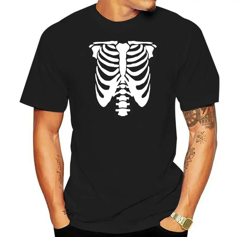 Skeleton T-Shirts Jumpers Halloween Black White Ribs Happy Halloween AI23