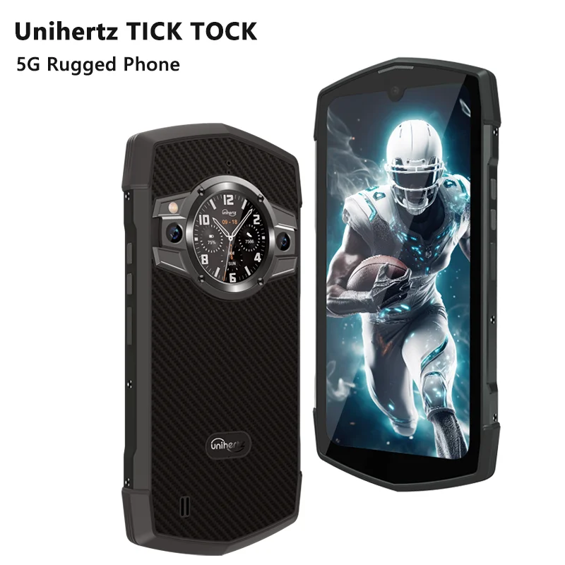 Unihertz TickTock Waterproof Rugged Smartphone 5G Mobile Phone Android 11 Dimensity 700 8GB 128GB/256GB Cellphone 60000 mAh NFC