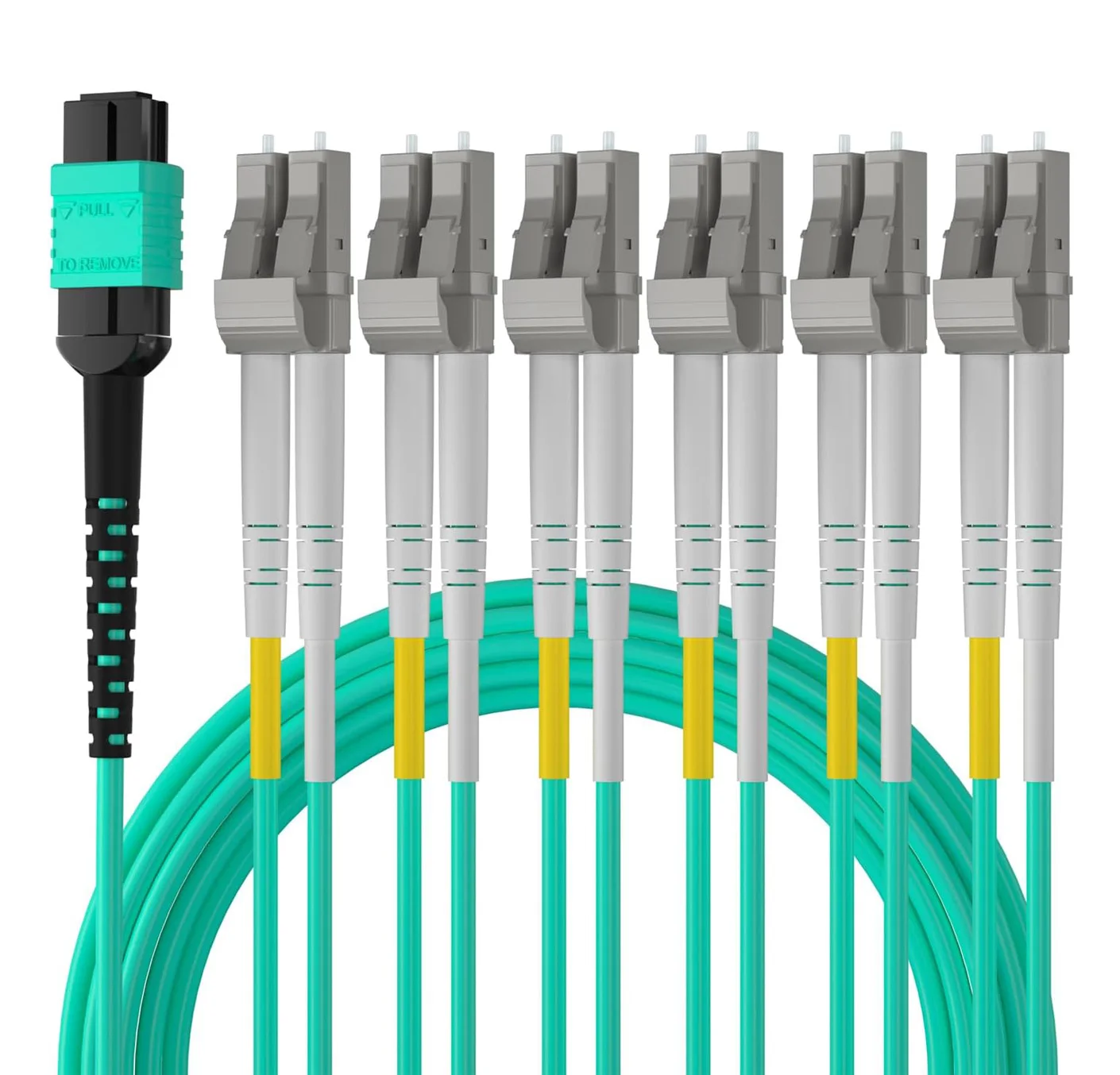 MPO to 12X LC OM3 Fiber Optic Cable Patch Cord Uniboot Fanout Fiber Jumper Cable, MMF 12-core Fiber, For QSFP+Transceiver