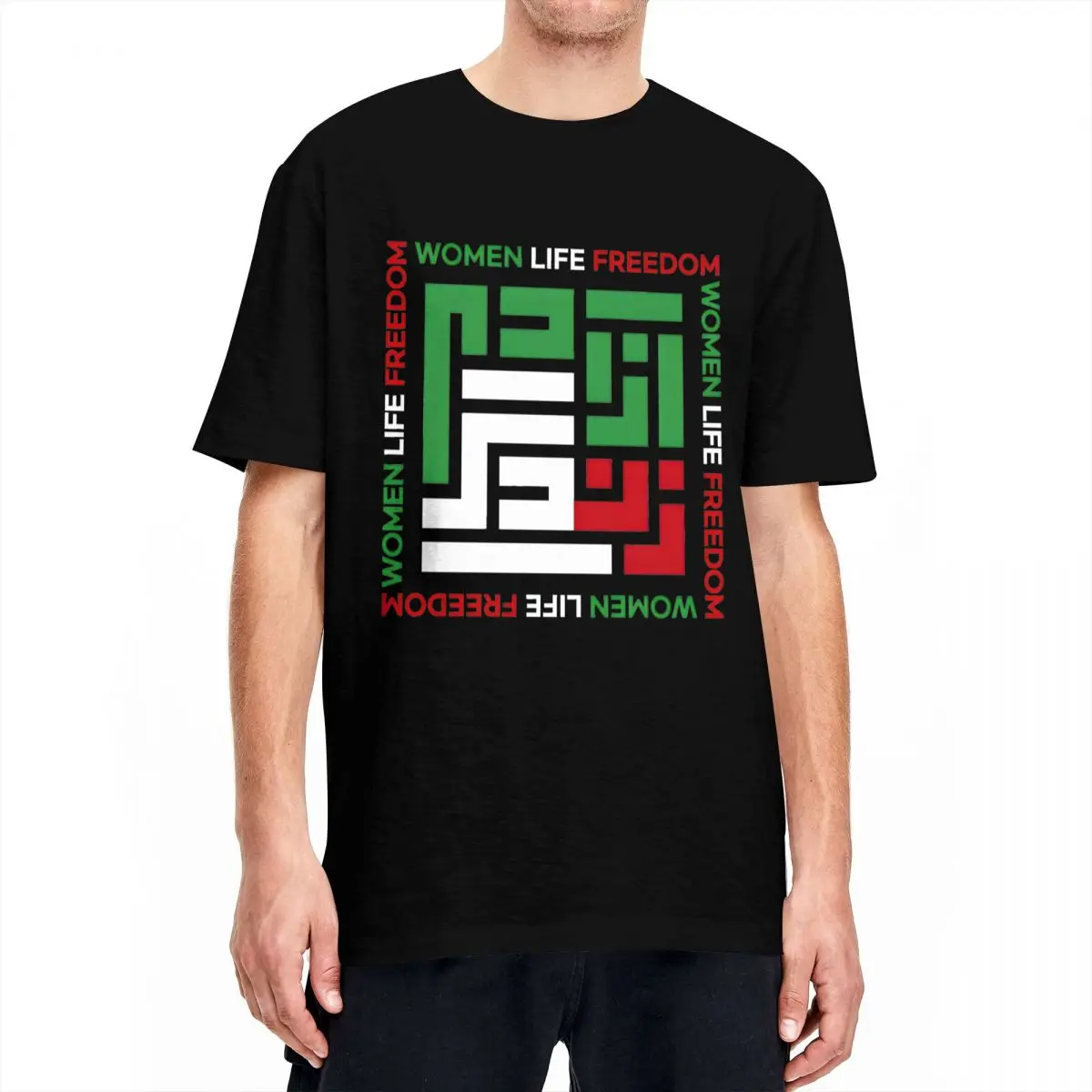 Life Freedom, Iran Flag T-Shirt Men Y2K Basic 100 Cotton T-Shirts Summer Breathable Leisure Tee Shirt Hot Sale Oversized Clothes