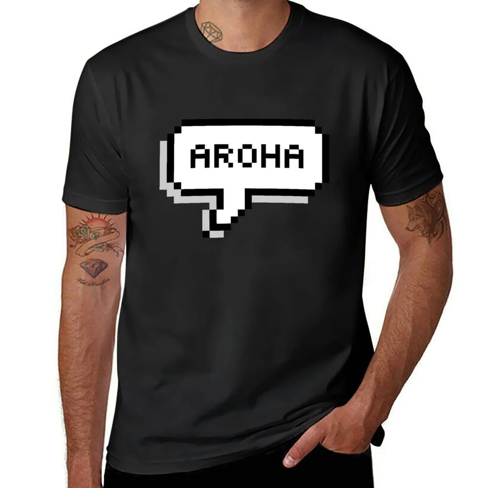 AROHA 8bit T-Shirt summer clothes graphics funny t shirts for men