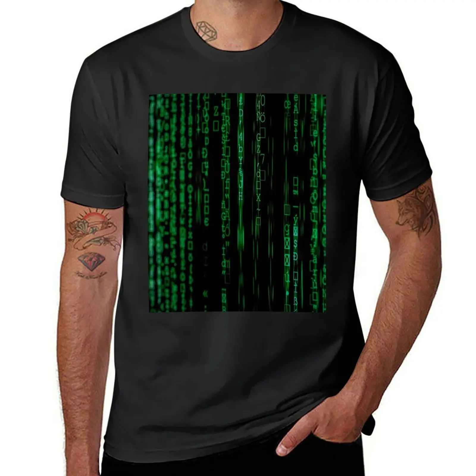 Stuck in the Matrix - Matrix code pattern T-Shirt Aesthetic clothing plus sizes mens clothes