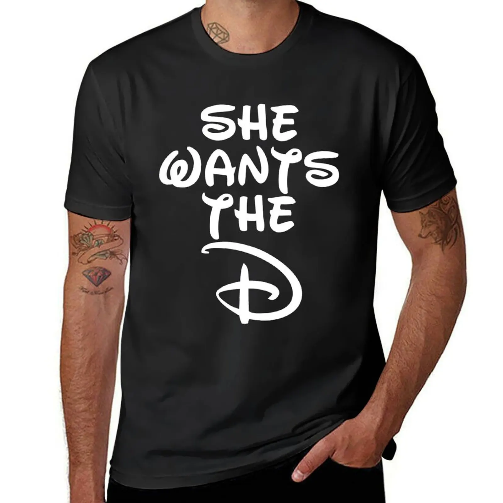 She Wants The D white T-Shirt quick drying aesthetic clothes oversized t shirt men