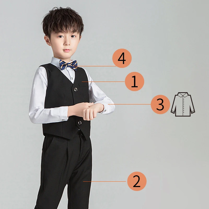 Boys and children's suit set Coat, shirt, jacket, pants, bow tie optional Dress 5 6 7 8 9 10 11 12 13 14 15 16 years old sp