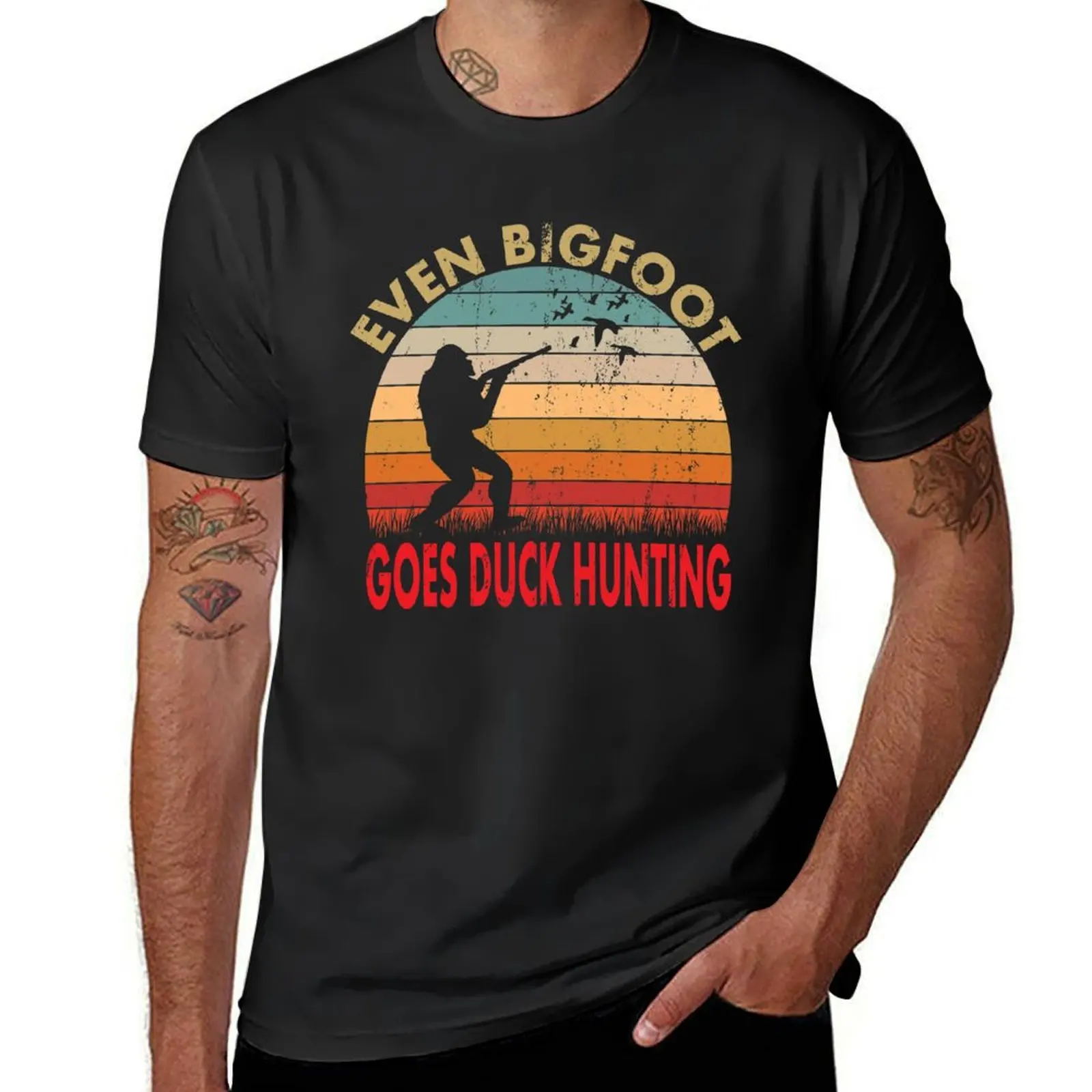 Bigfoot Duck Hunting Tshirt Mode Shoot Em In The Peckar T-Shirt korean fashion summer tops men t shirts