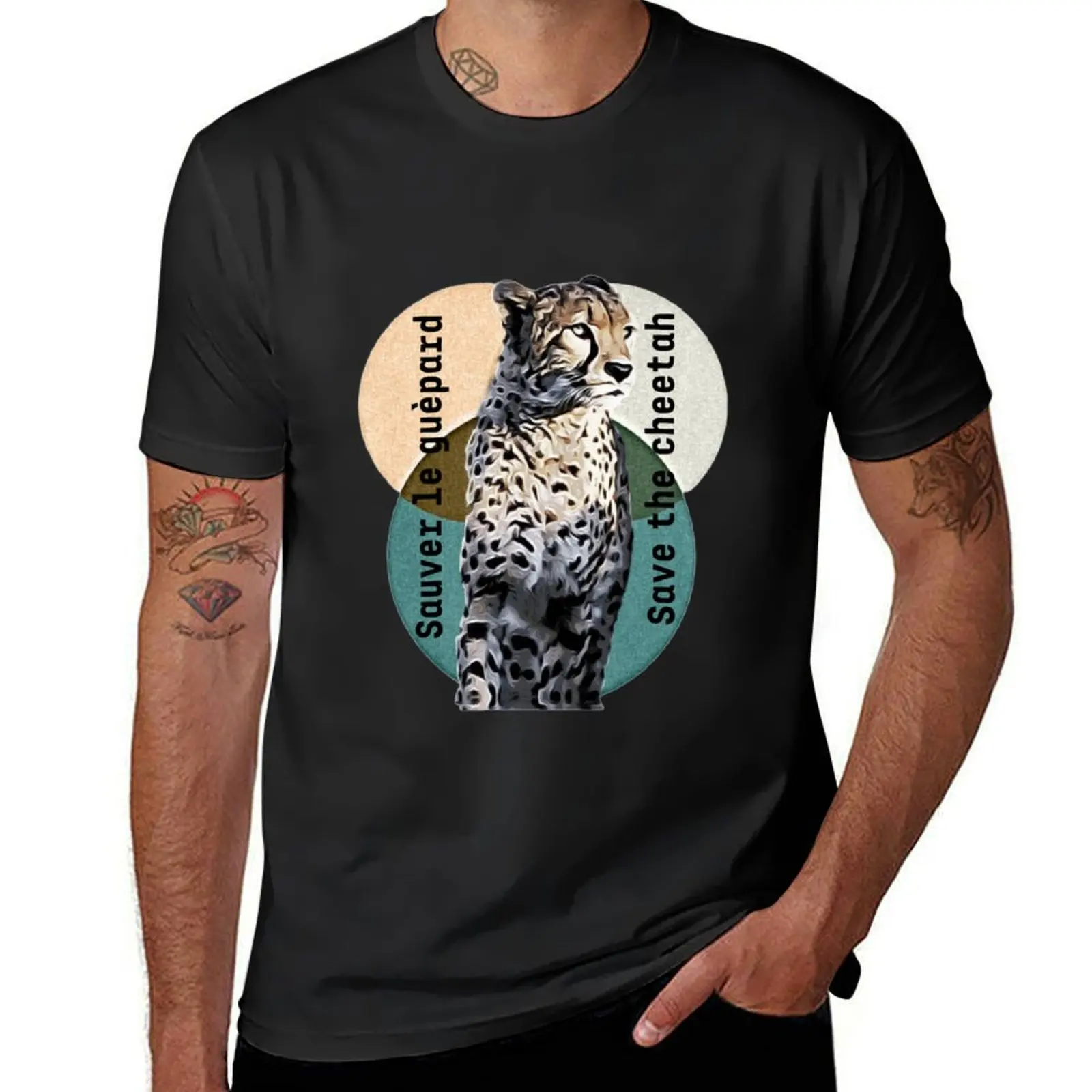 Save cheetah T-Shirt Aesthetic clothing tops animal prinfor boys vintage clothes T-shirts for men cotton