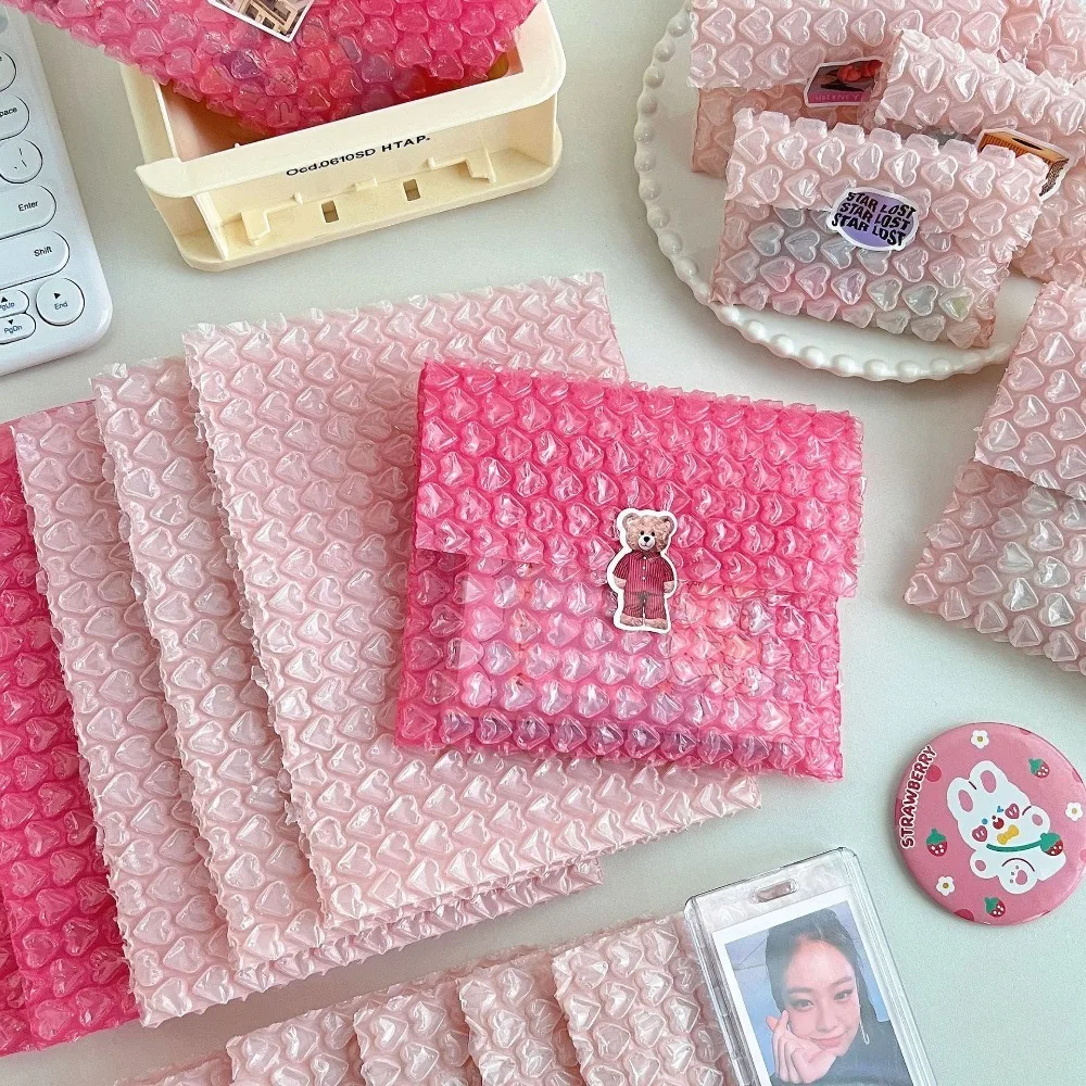 10pcs Pink Bubble Bag Self-Seal Packaging Shockproof Padded Envelopes Heart Mini Bubble Envelope Small Business Supplies
