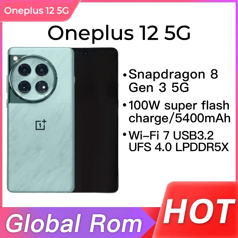 Global Rom Oneplus 12 Mobile Phone Snapdragon 8 Gen 3 OTA 6.82" AMOLED 120HZ 64.0MP Camera 100W Charge 5400mAh Android 14.0