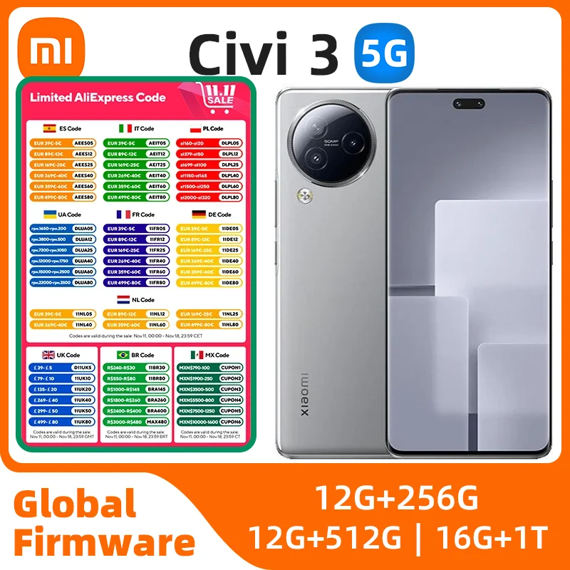 Xiaomi Civi 3 5g SmartPhone CPU Dimensity8200-Ultra 6.55" OLED 120hz Screen 50MP Camera 4500mAh 67W Charge Original Used Ph
