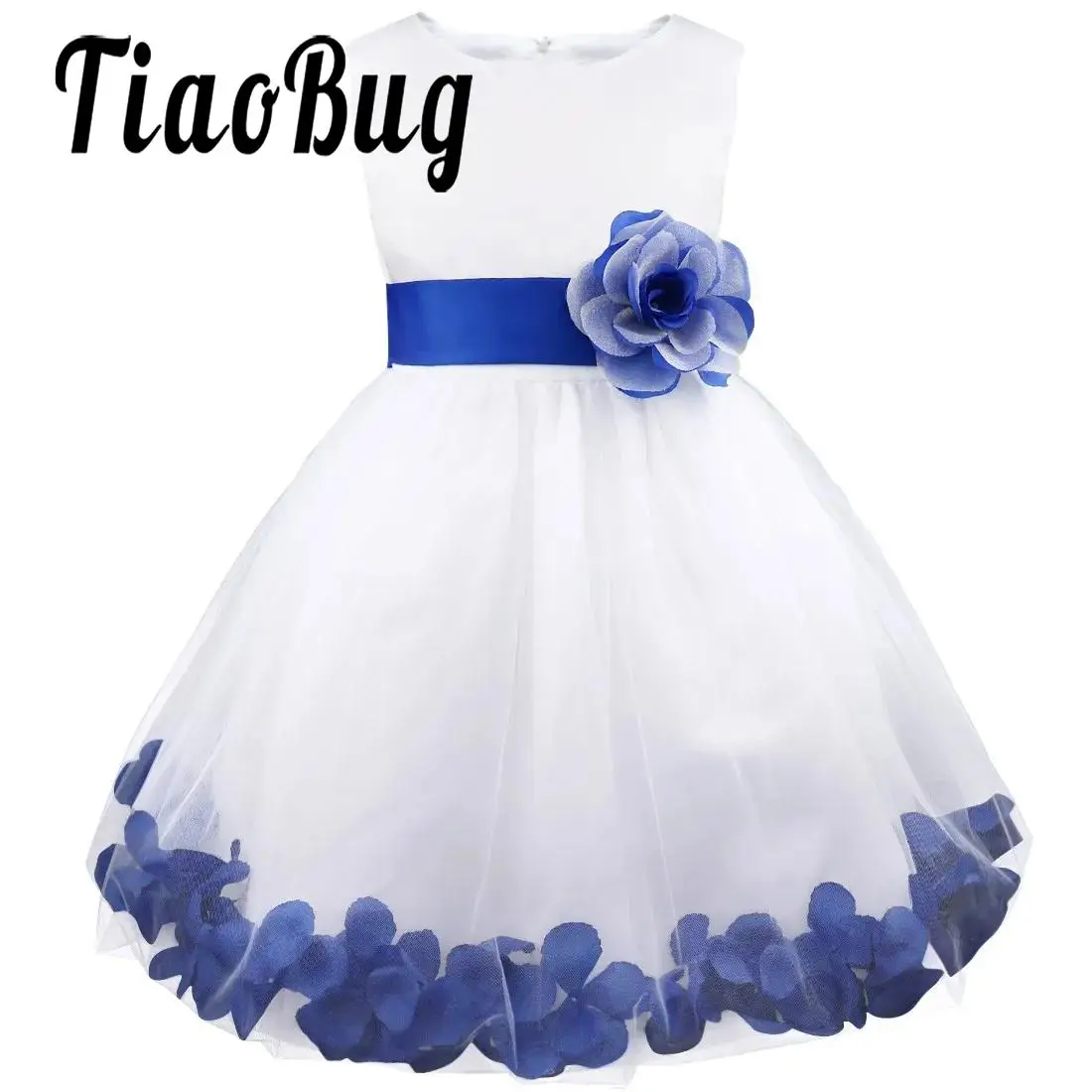 Baby Kids Girls Bowknot Flower Girl Dress Princess Birthday Party Tutu Dress Petals Wedding Pageant Bridesmaid Dresses Ball Gown