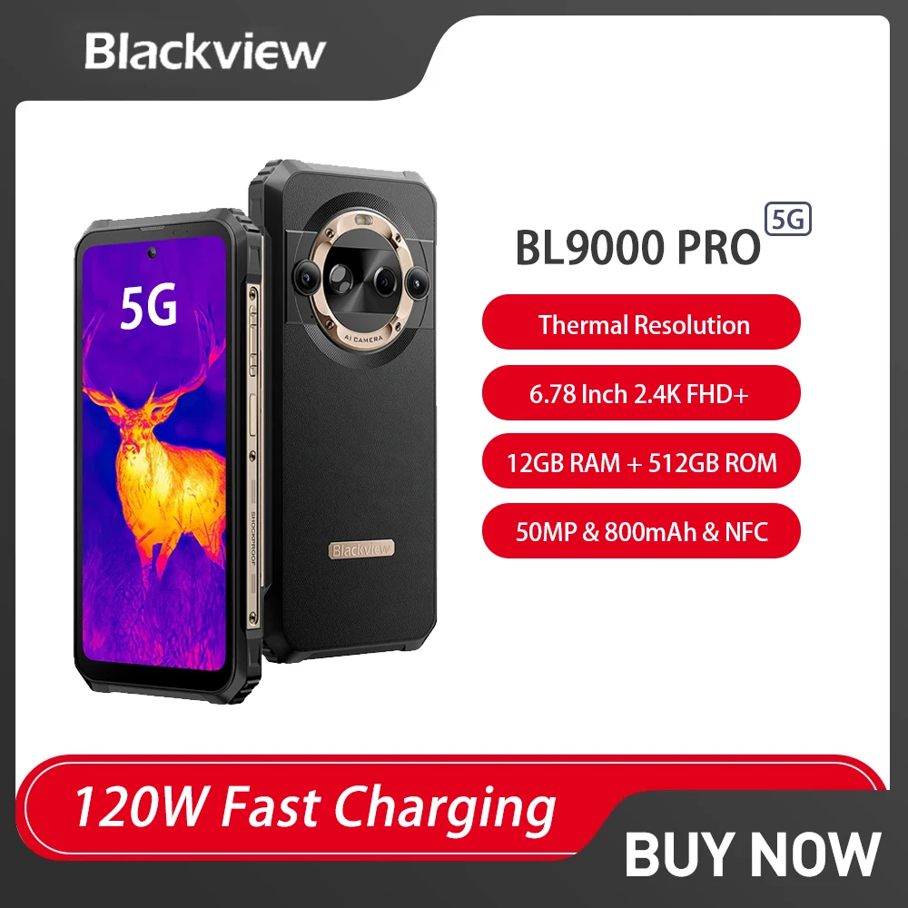 Blackview BL9000 PRO Rugged Smartphone Android 14 Thermal Imagin FLIR® 24GB 512GB Mobile Phone 6.78'' 8800mAh 50MP Cel