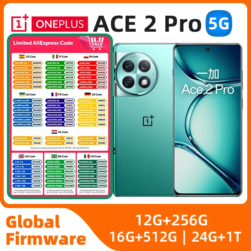 OnePlus Ace2 pro 5G Mobile Phone Snapdragon8 Gen 2 6.74inch Screen 256GB Rom 5000mAh Charge 50MP Camera Used phone