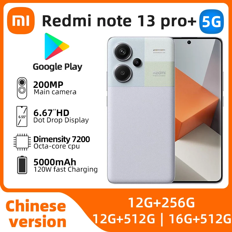 Xiaomi Redmi Note 13pro+ Android 5G 6.67 inch Screen 256G ROM 200MP Camera in Good Condition used phone
