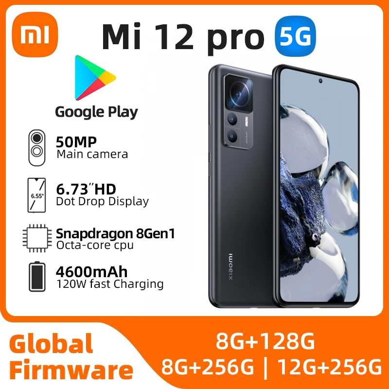 Xiaomi 12 Pro Android Snapdragon8 Gen1 6.73inch Screen 120W Fast Charger 50MP Triple Cameras used phone