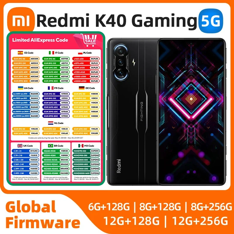 Xiaomi Redmi k40 Game Enhanced Edition Android 5G Unlocked 6.67 inch Screen 256GB ROM 64MP Camera 67W Charge Used Phone