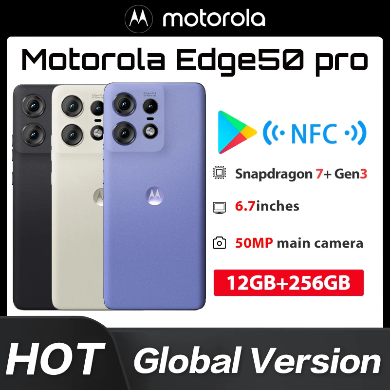 New Original Global Version Motorola Edge 50 Pro XT2403-1 Snapdragon7 Gen3 6.7" 1.5K OLED HDR10+ 2712*1220 4500mAh 125W IP6