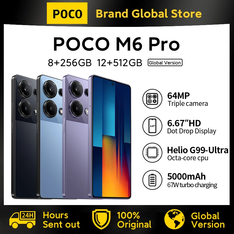 Global Version POCO M6 Pro Helio G99 Ultra 120Hz Flow AMOLED 64MP Triple Camera with OIS 67W turbo charging