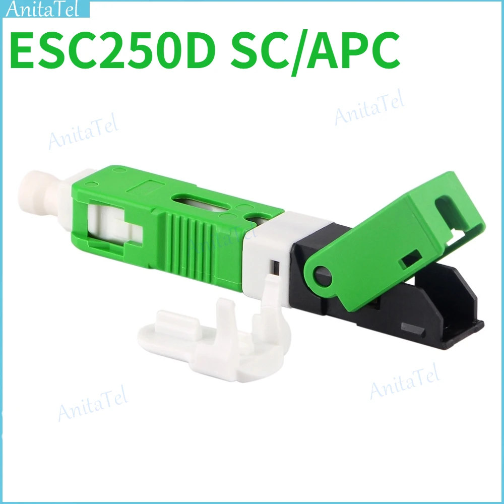 100pcs ESC250D SC/APC Fast Connector SM Single Mode Fiber Embedded Quick Coupler Field Assembly Quick Connector Adaptor