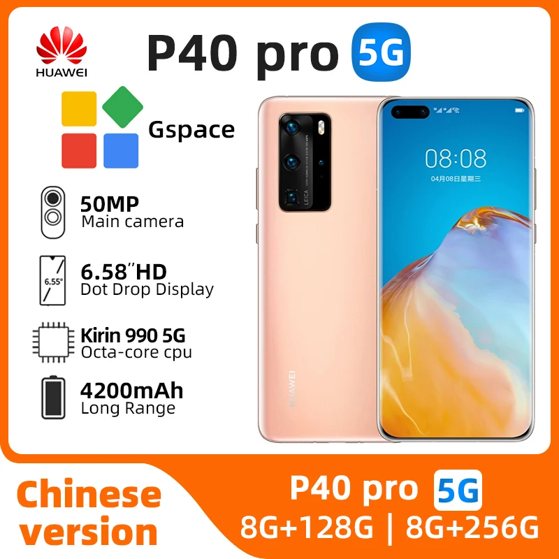 HUAWEI P40 Pro 5G Smartphone Android 6.58 inch 50MP+32MP 256GB ROM 8GB RAM Mobile phones IP68 waterproof used phone