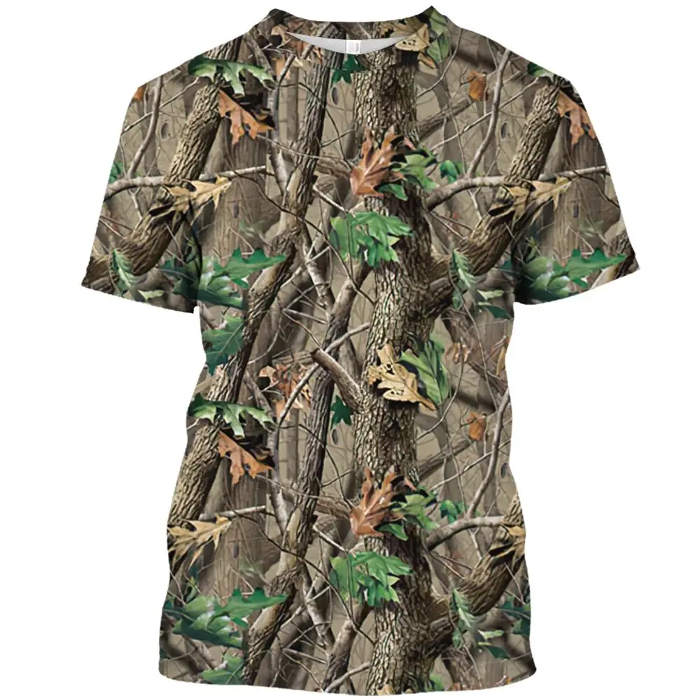 Men's Summer Jungle Camouflage Print T-Shirt Fashion 3d Printed O Collar Short Sleeve Harajuku Vintage Plus Size Breathable