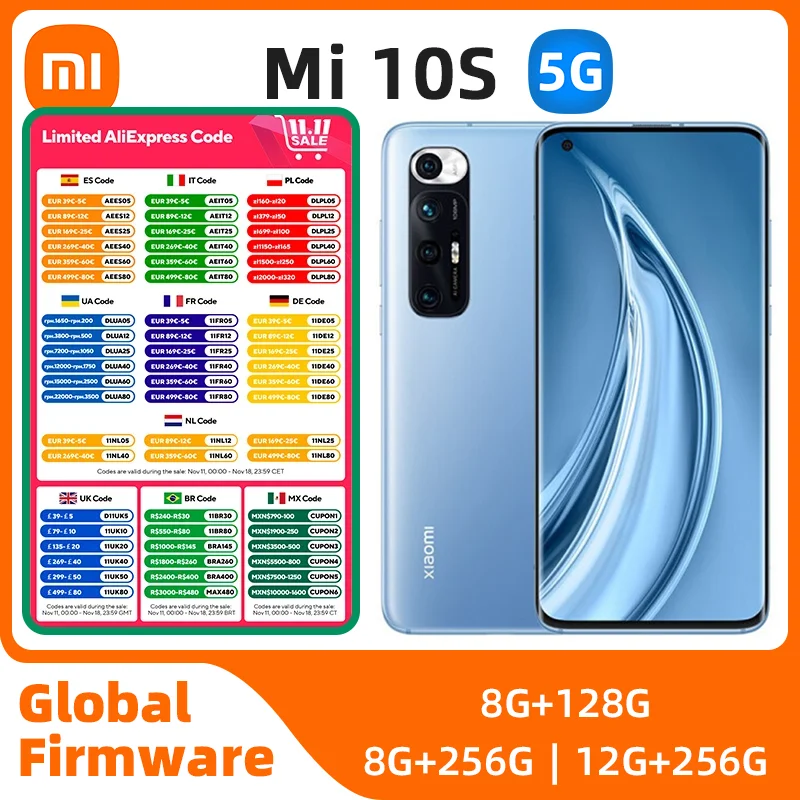 Xiaomi Mi 10s Android 5G Unlocked 6.67 inch 12GB RAM 256GB ROM All Colours in Good Condition Original used phone