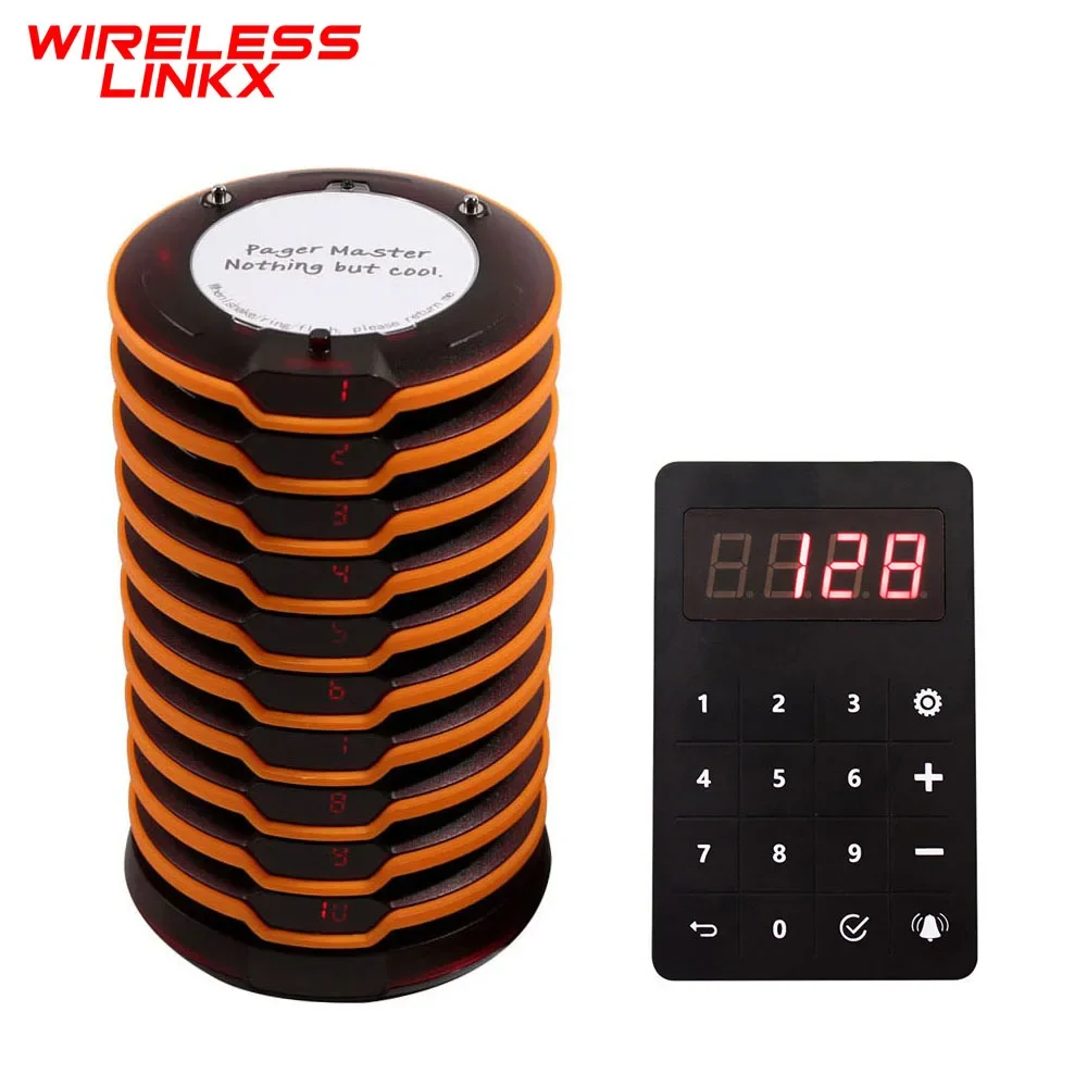 Wirelesslinkx Wireless Guest Paging System with Touch Keypad Restaurant Pager for Food Court Truck Church Clinic Quiz