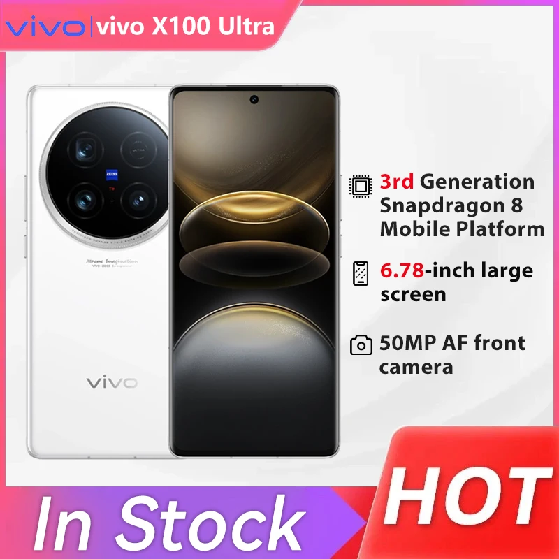 Original Vivo X100 Ultra Cell Phone Snapdragon 8 Gen 3 200.0MP Camera 80W Charge 6.78" AMOLED 120HZ 5500mAh Android 14.0 Fa