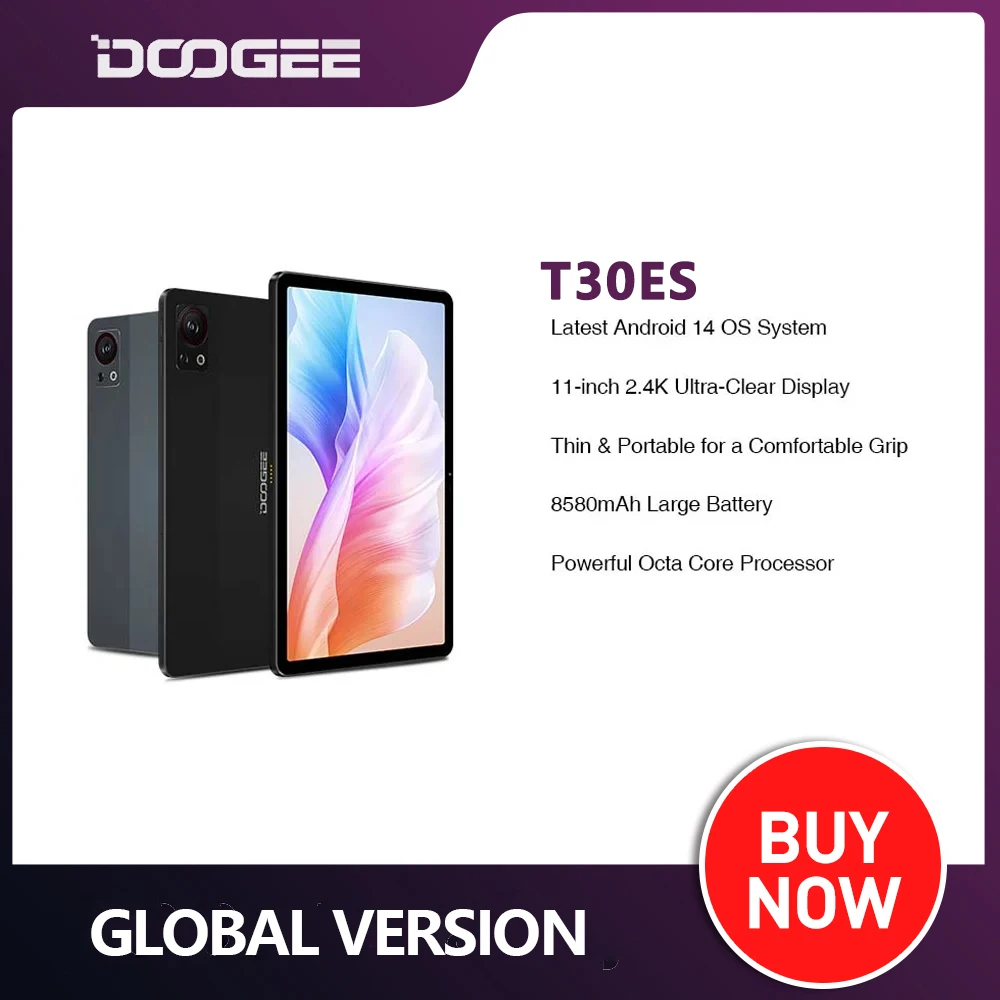 DOOGEE T30SE Tablet Smartphone Android 14 T606 Octa Core 11" 2.4K TÜV Certified 9GB(4+5) 128GB 8580mAh Quad Speakers Tablet