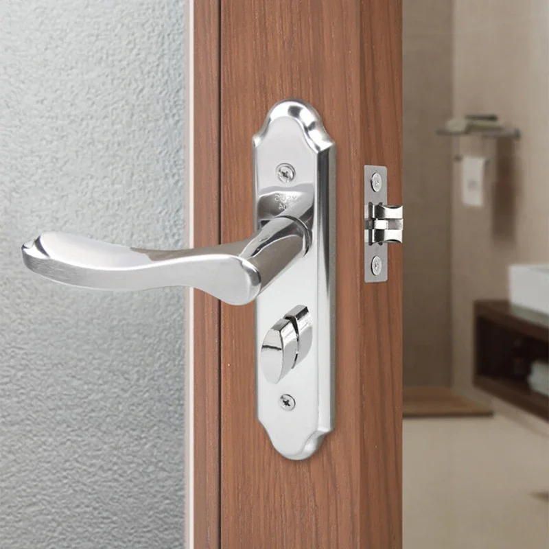Keyless Stainless Steel Bathroom Door Lock, Bedroom Handle Lock, Bathroom Door, Indoor Room Door Lock, Bathroom Lock
