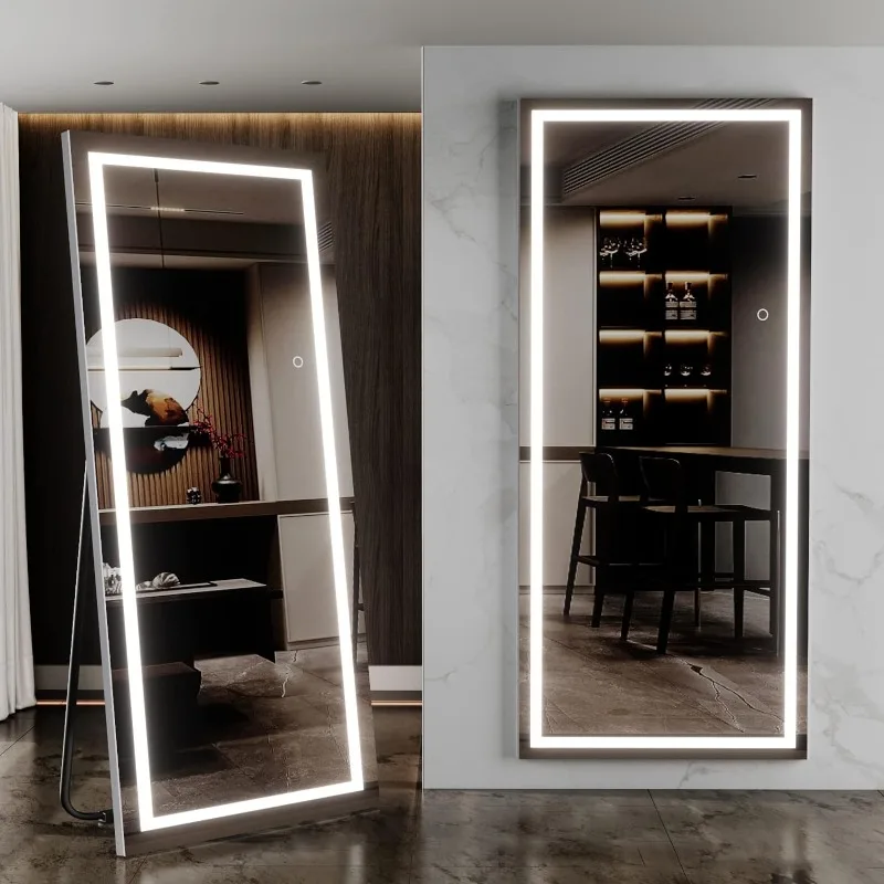 65"x 22" Full Length Mirror with Lights, LED Full Length Mirror, Lighted Full Body Length Light up Mirror Touch, Free 