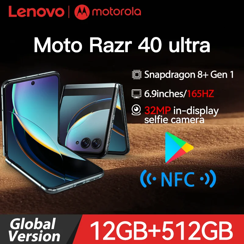 Global Version Motorola Moto Razr 40 Ultra 12G 512G Snapdragon 8 Gen 1 Folding Screen 5G Smart Phone 3800mAh 30W 6.9' NFC O