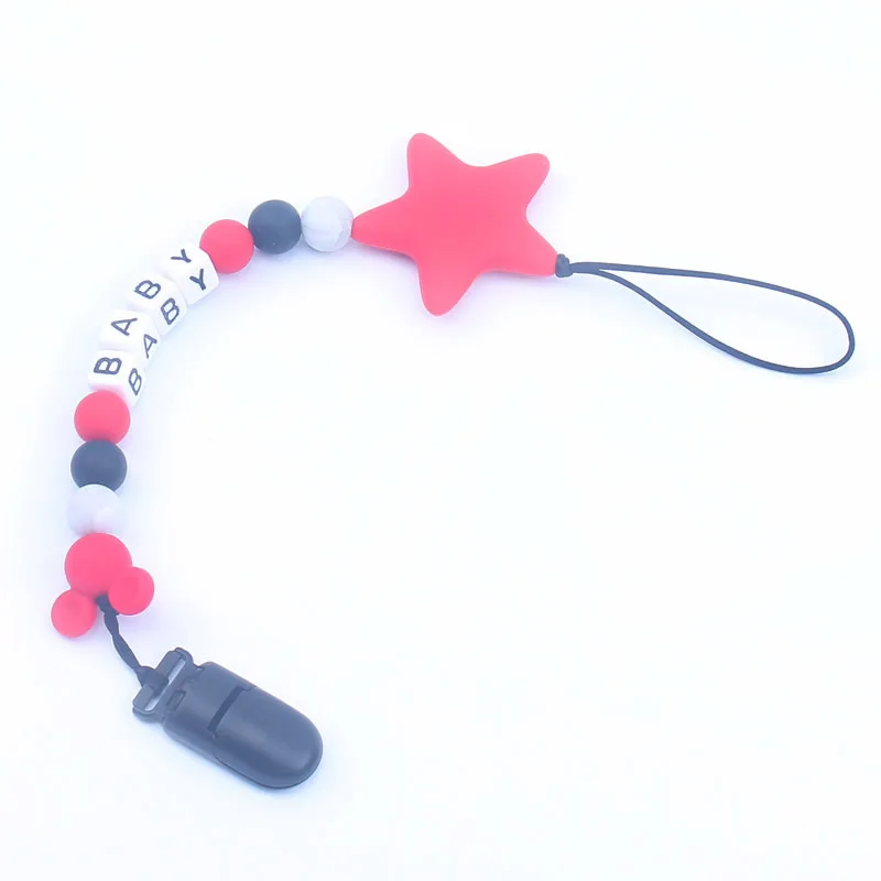 Personalized Name English Letters Baby Pacifier Clips Pacifier Chain Holder Baby Teething Soother Chew Toy Dummy Clips