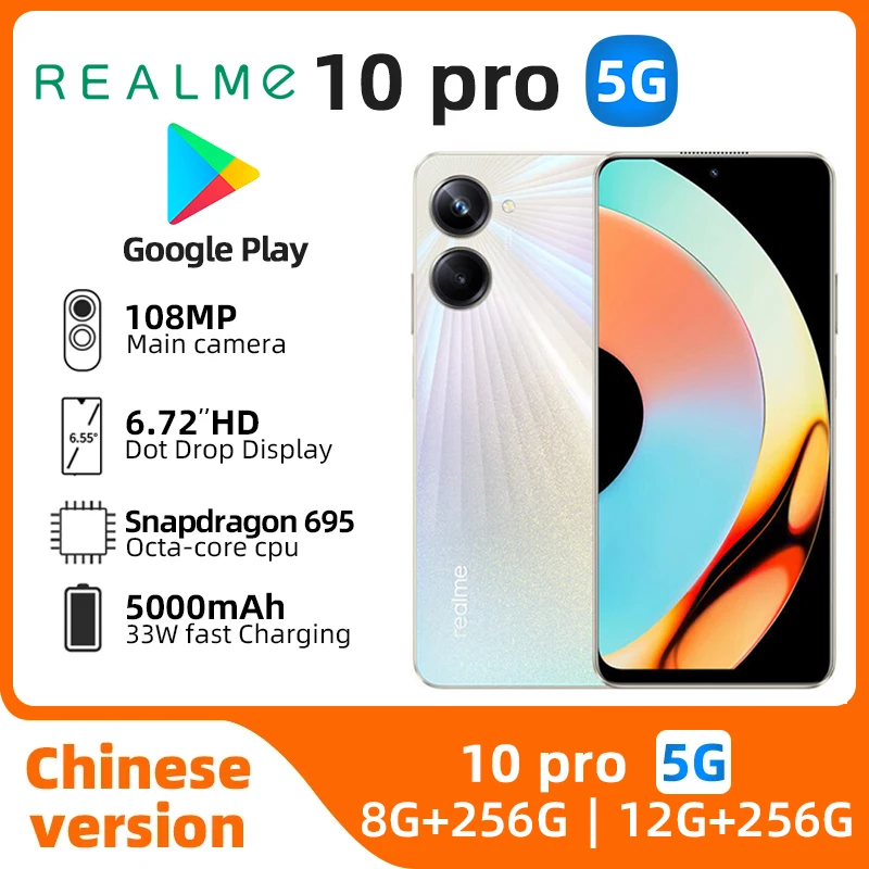Realme 10pro Android 5G Unlocked 6.72 inch 256G All Colours in Good Condition Original used phone