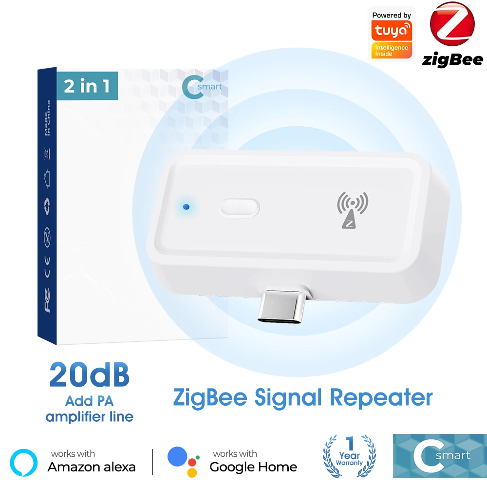 Tuya ZigBee Signal Amplify Repeater Type-C Signal Extender ZigBee Gateway Smart Home Devices Smart Automation For Smart Life