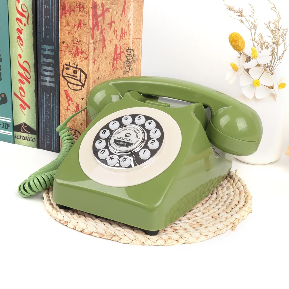 Green Color Antique Audio Guestbook Custom Wholesale Made Wedding Decoration Telephone Message Recording Confession Voicemail