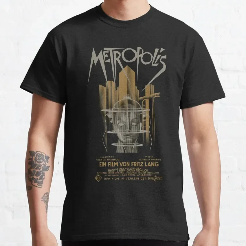 Short Sleeve Gift Tops Metropolis Fritz Lang Movie germany cinema science fiction Leisure Men's clothing 100% Cotton T Shir