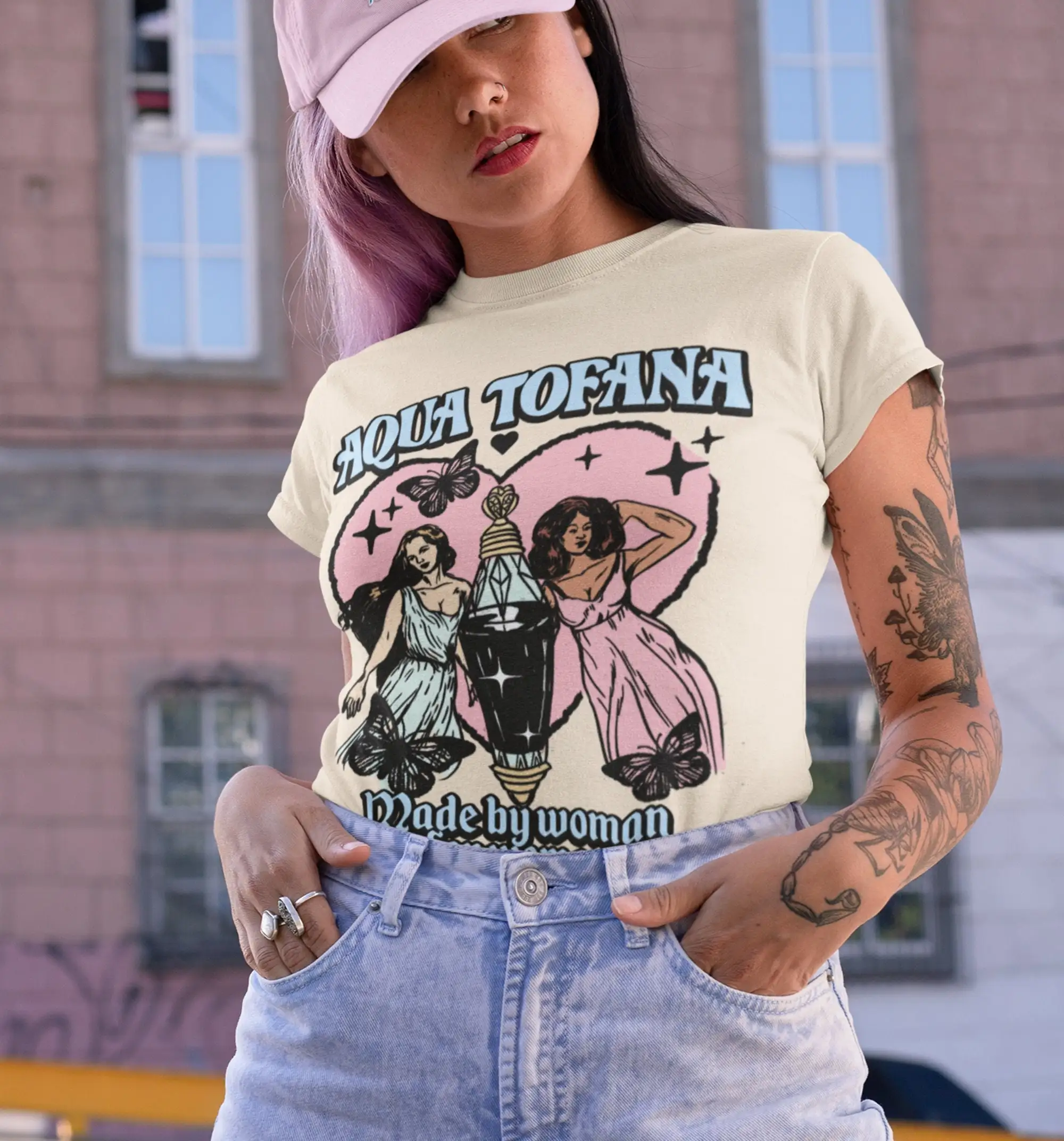 Aqua Tofana shirt 80s vintage pastel retro graphic
