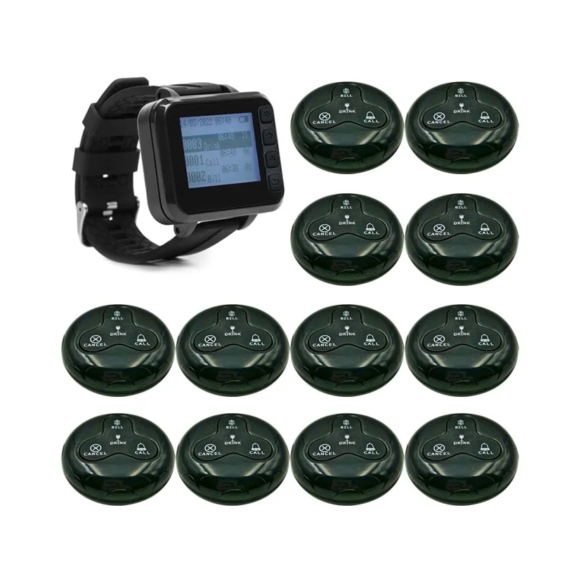 Wireless Waiter Calling System 1 Wrist Pager And 10 Buttons Sets Caregiver Waiter Pagering System