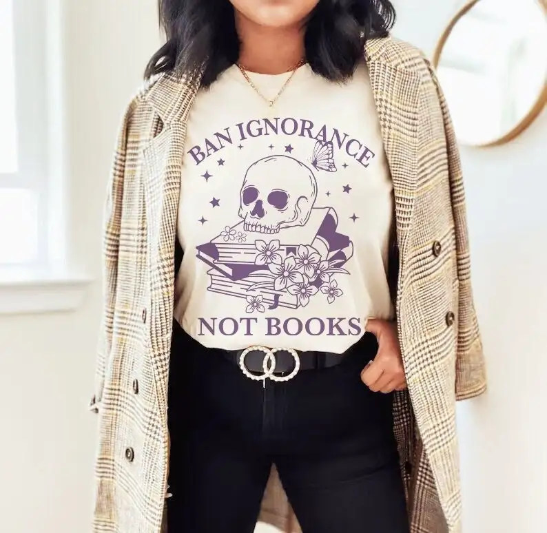Ban ignorance not books shirt read banned goth feminist bigots bibliophile radical librarian leftist decolonize academia